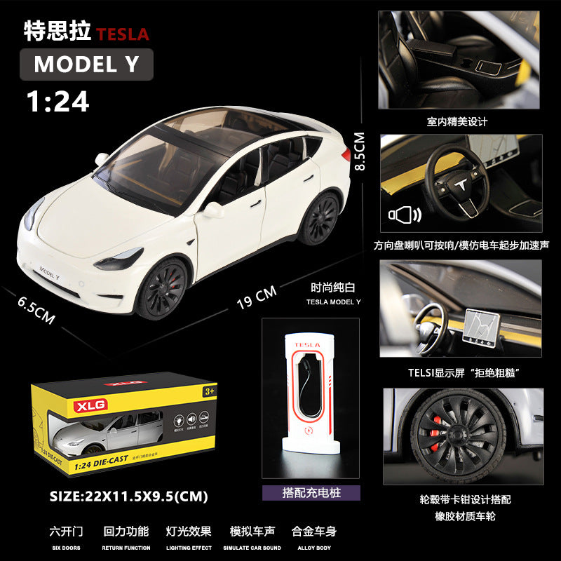 1/24 Tesla Model Y Simulation Alloy Sound and Light Pull-Back Car Model Children's Toy Decoration Wholesale Gift - Mode—y…