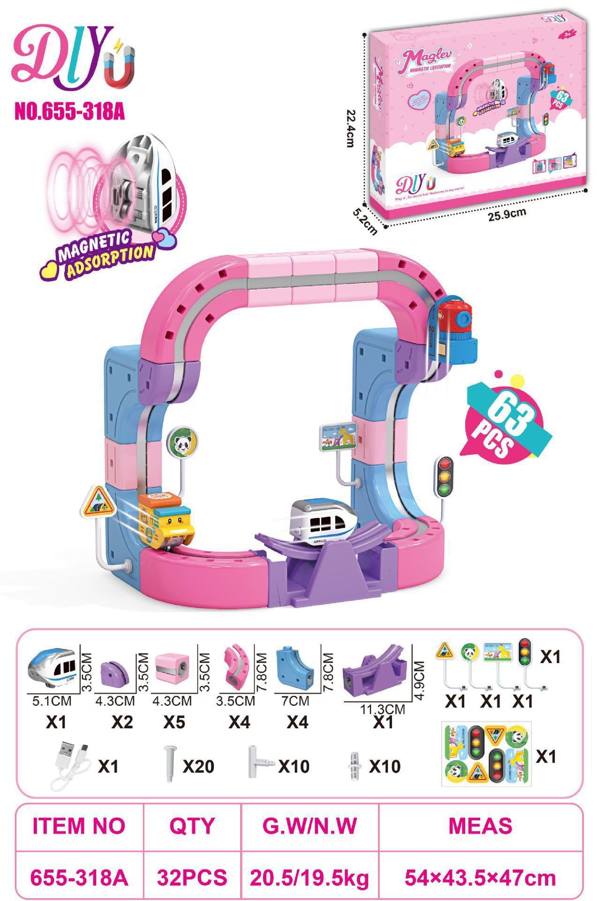 Cross-border Anti-Gravity Transformable Magnetic Track Car Children's Educational Magnetic Building Block Toy DIY Gift for…