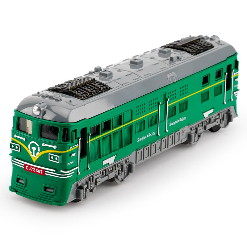Children's Inertia Green Leather Train Retro Train Toy Boy Model Railway Train Double Head Simulation Toy Car - Children's…