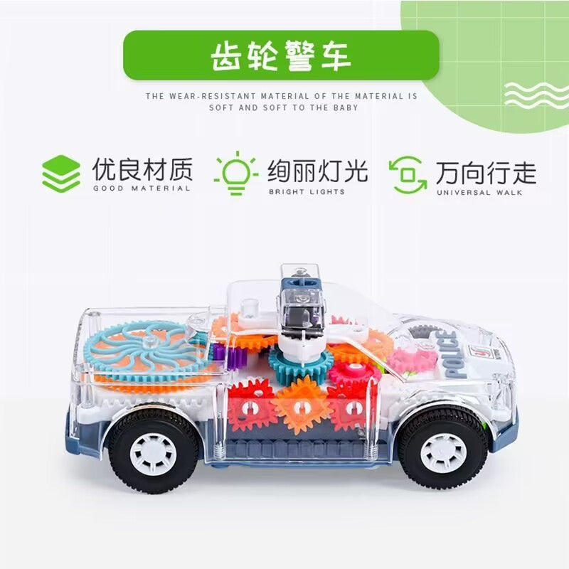 New Electric Universal Transparent Gear Police Car Colorful Light Music Toy Police Car Street Stall Wholesale - image 3