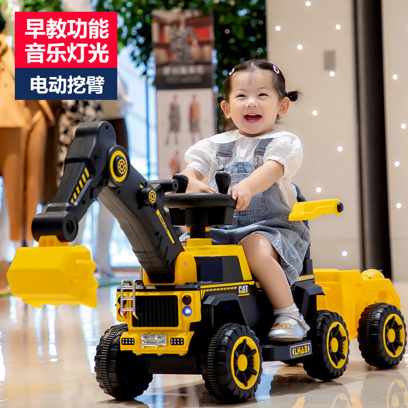 Children's Electric Excavator, Large Enough for Kids to Ride On, Suitable for Boys and Girls, Toy Construction Vehicle