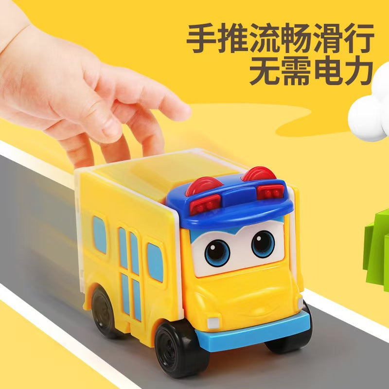 Original Versatile School Bus Toy Children's Reversible Car Double-Sided Transforming Robot Flip Car Boys' Set - image 3