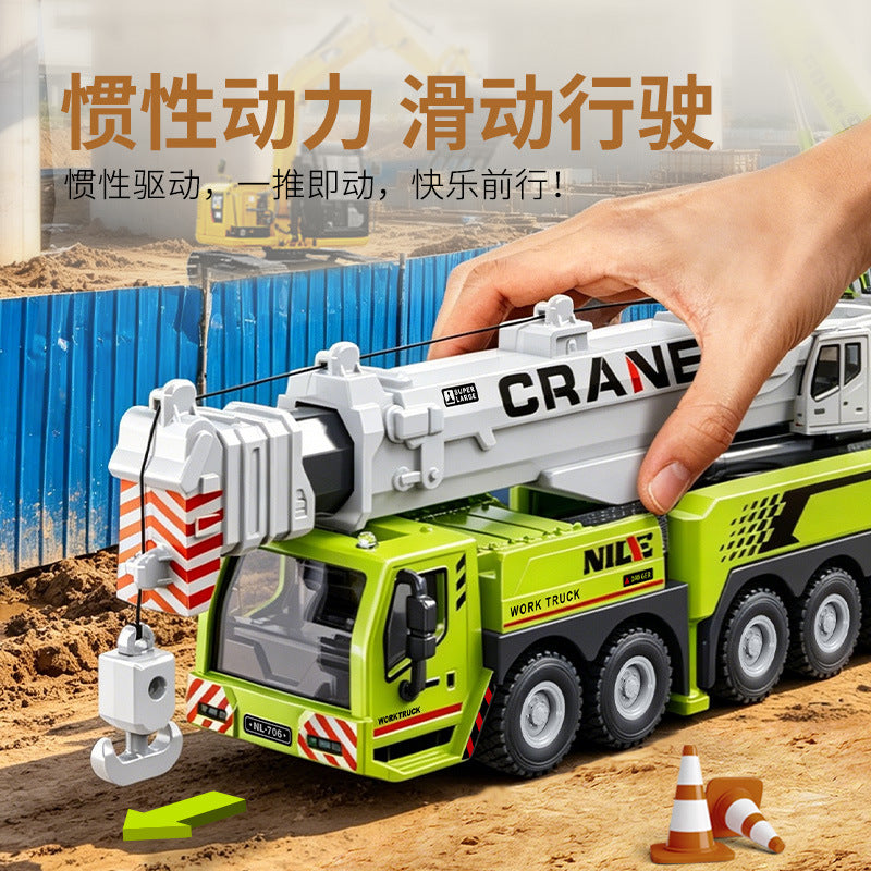 Cross-border oversized crane retractable long boom boy engineering vehicle model adjustable crane crane toy - image 2