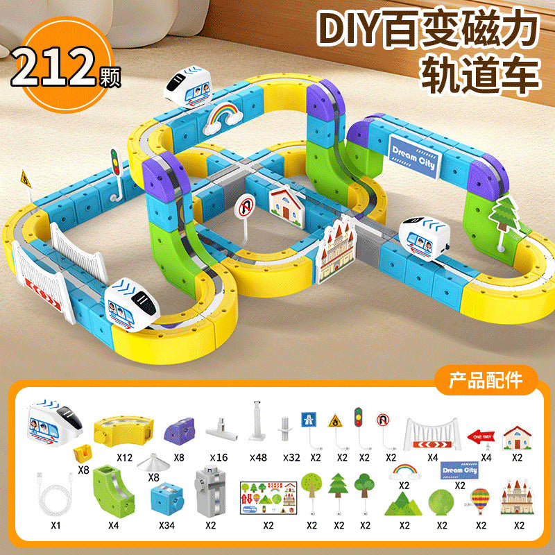 Cross-border Versatile Magnetic Track Car Children's Educational Toy Building Blocks Anti-Gravity Magnetic Suspension Train…