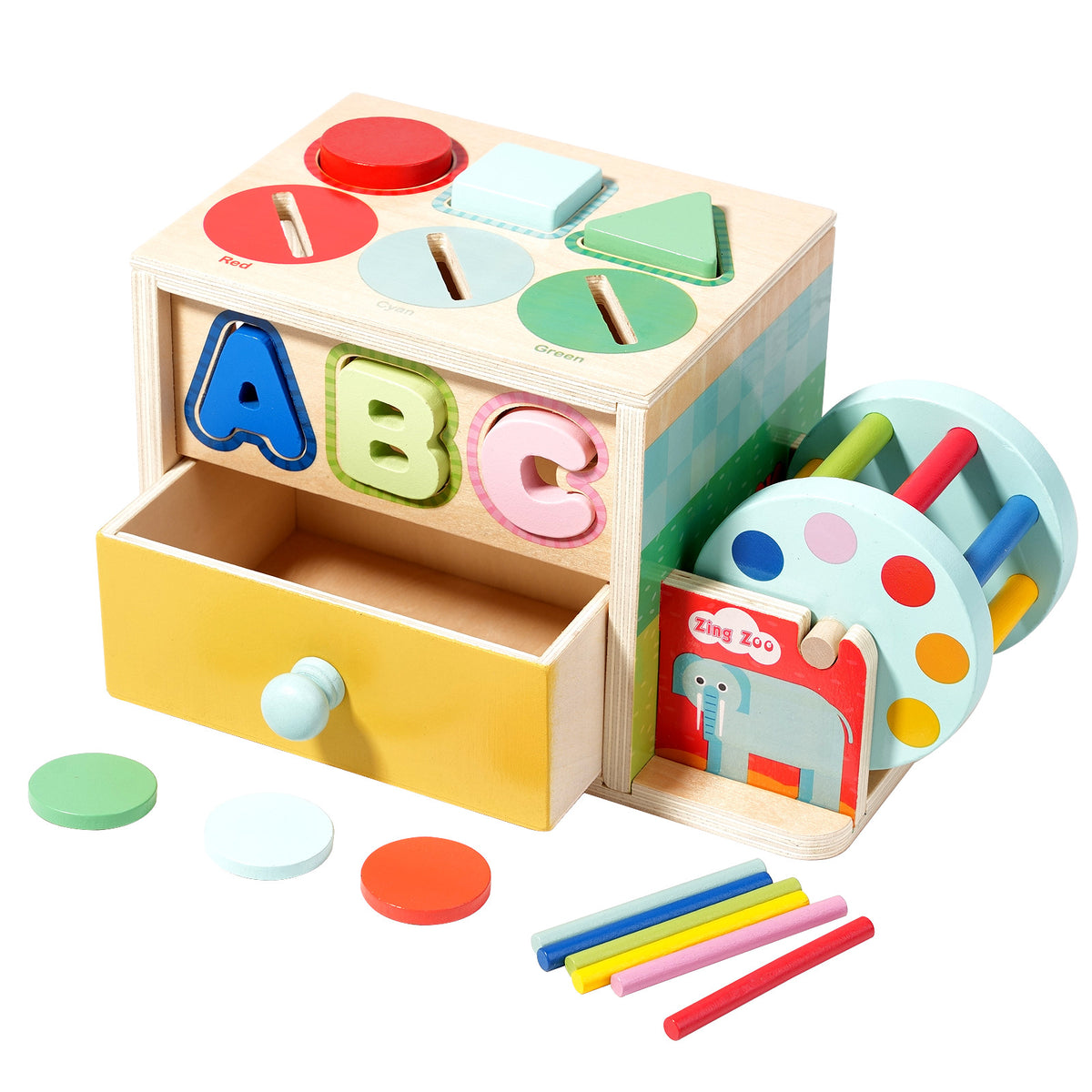 Cross-Border Children's Educational Montessori Multifunctional Coin-Operated Building Blocks Sensory Touch Box Shape…