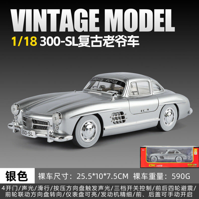 1:18 Big Benz 300Sl Alloy Car Model Sound and Light Sound Effects High-End Restaurant Retro Atmosphere Decoration Props…