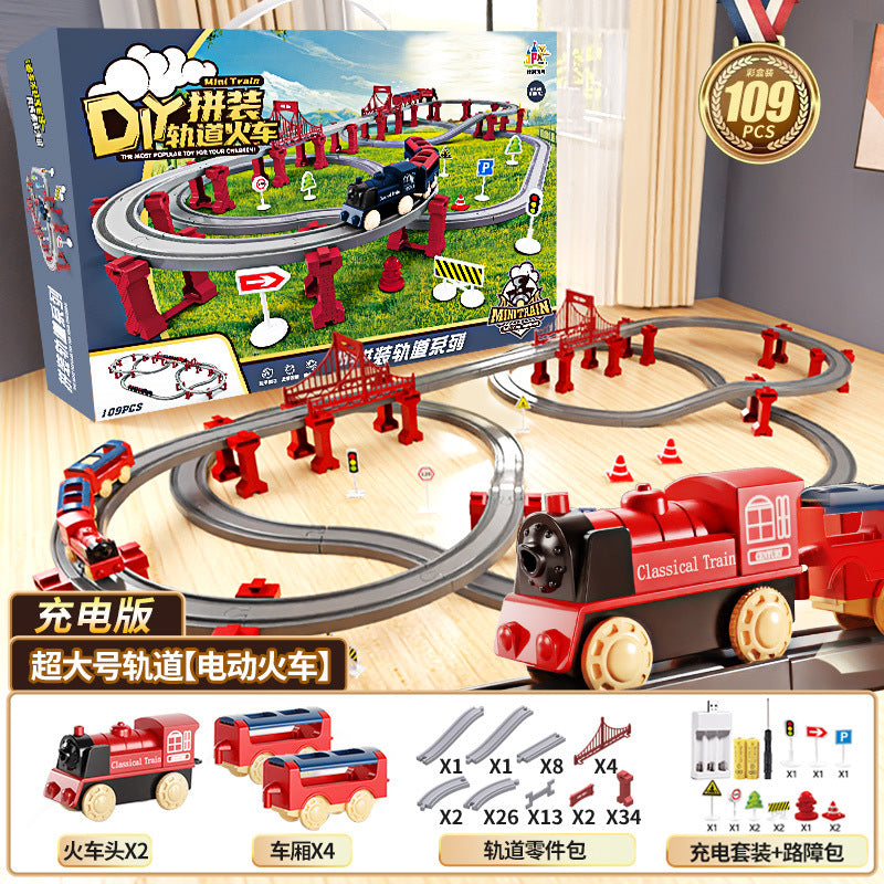 Electric High-Speed ​​Rail Train Small Train with Track Boy Train Model Artificial Educational Birthday Gift Kidsren's Toy…