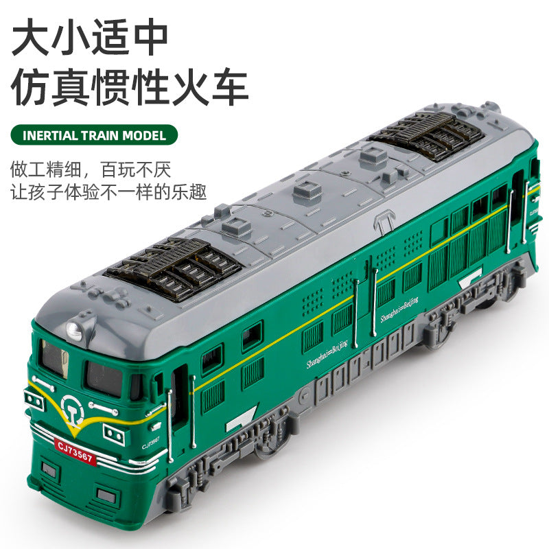 Children's Inertia Green Leather Train Retro Train Toy Boy Model Railway Train Double Head Simulation Toy Car - image 4
