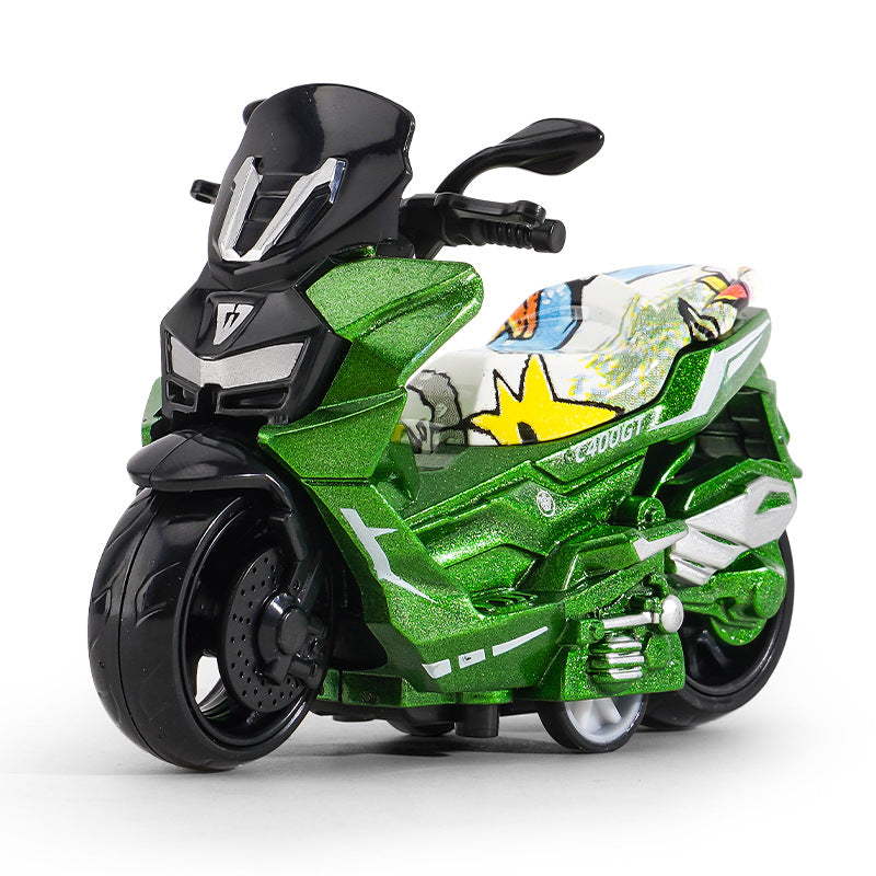 Cross-border generation children's toy boy baby simulation alloy motorcycle ornaments key chain model toy car - {graffiti…