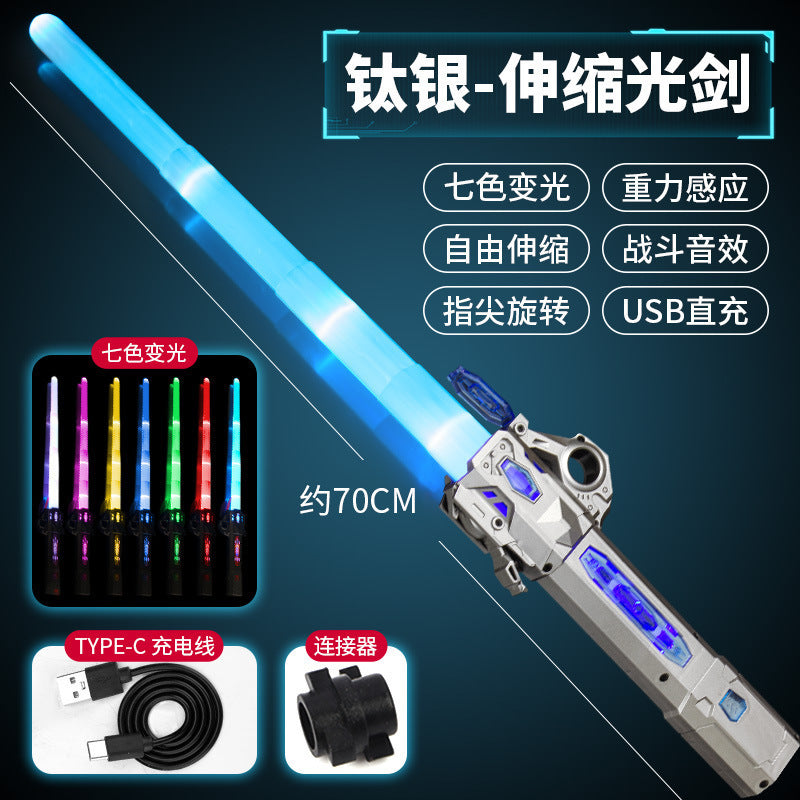 Double-Edged Retractable Light-Up Sword Toy for Boys, Deadpool Warrior 2-in-1 Toy Sword - Color box packaging type-c…