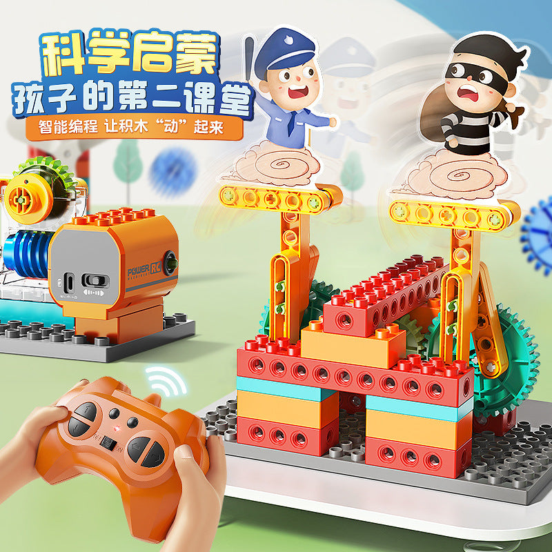 Fei Le large particle gear linkage mechanical engineering motor remote control programming kindergarten teaching materials…