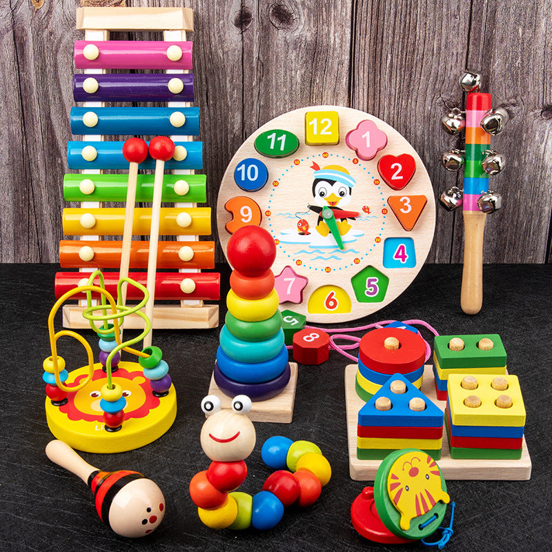 Early Education Benefit Intelligence Building Blocks Infant Children's Wooden Toys Wound Beads Xylophone Preschool…