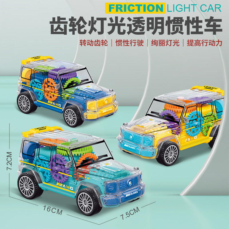 Children's Car Toys Inertia Drop Resistant Transparent Gear Light Toys Car Model Night Market Stall Wholesale Gifts - image 2
