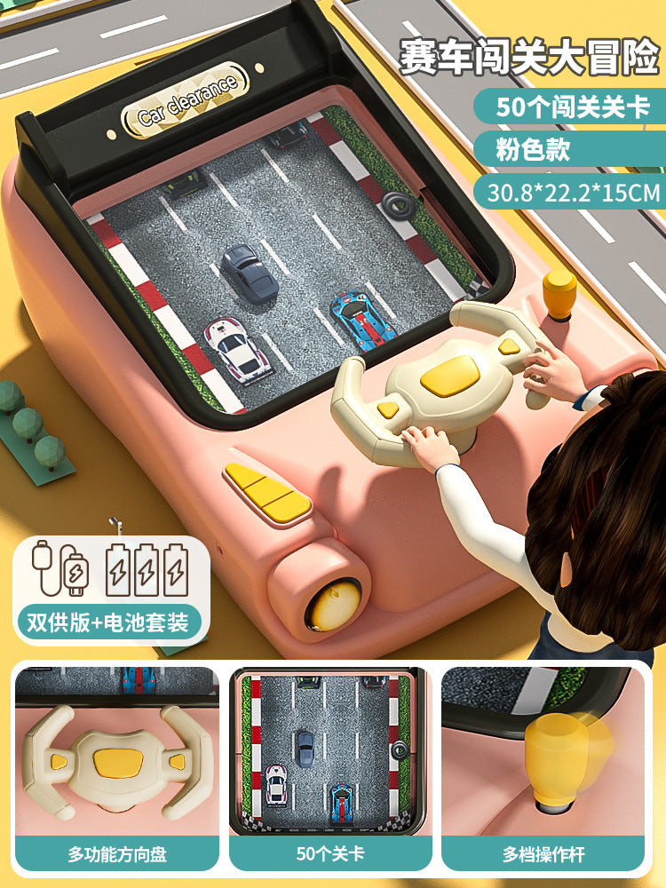 Early education story racing car to break through the big adventure game machine simulation multi-function steering wheel…