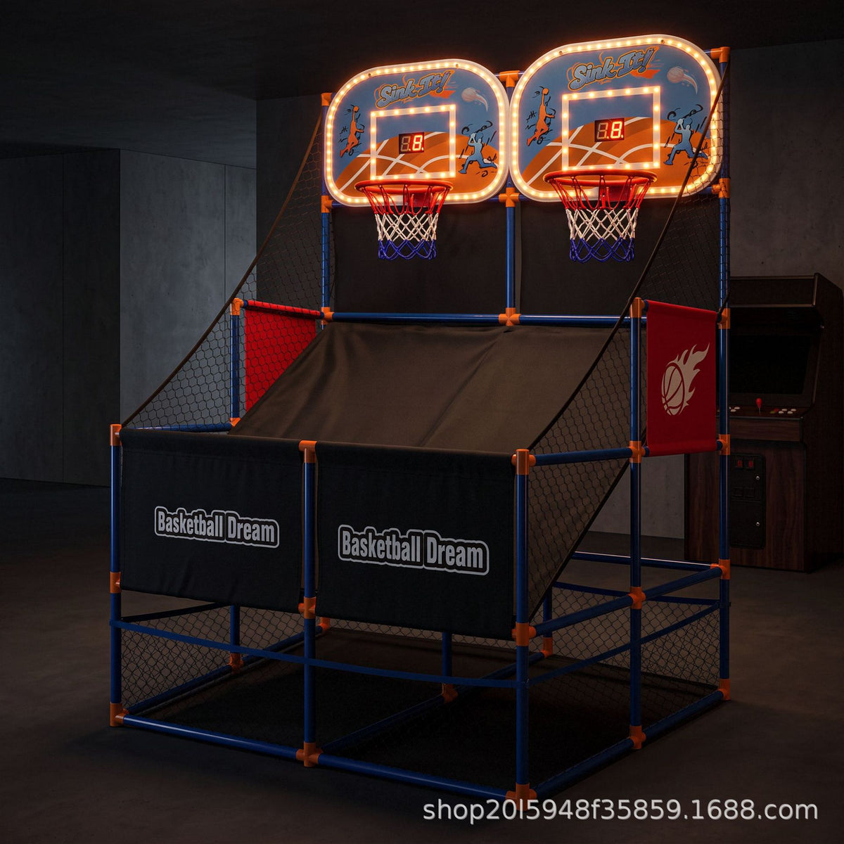 Cross-border best-selling two-player shooting machine with lights and scoring system, indoor and outdoor basketball stand…