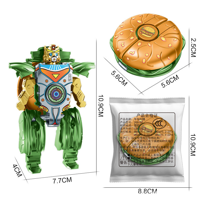 Fidget Spinner Mecha Robot Robot Dog Transforming Tank Gyro Spinning Top Children's Toy to Develop Grip Ability - Hamburger…