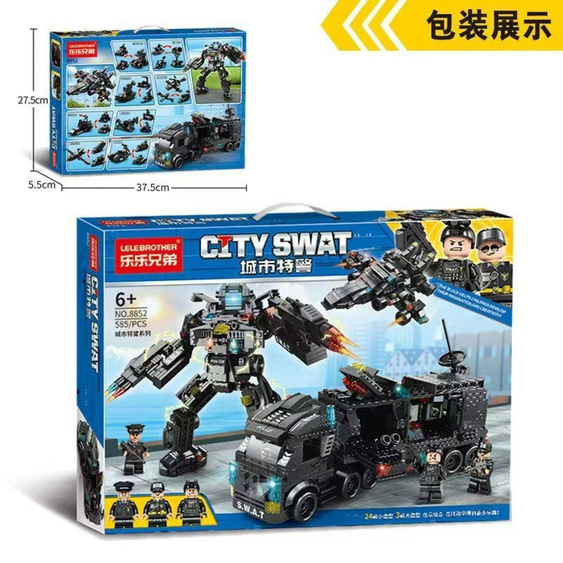 Military Assembly Building Blocks Aircraft Carrier Destroyer Rocket Ship Small Particle Children's Educational Toys Boys'…