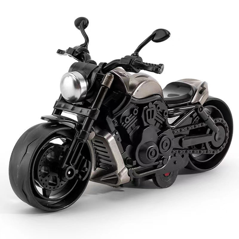 Inertia Toy Car, Simulated Motorcycle Model, Motorcycle Toy, Boy's Simulated Pull-Back Children's Toy - Silver gray…
