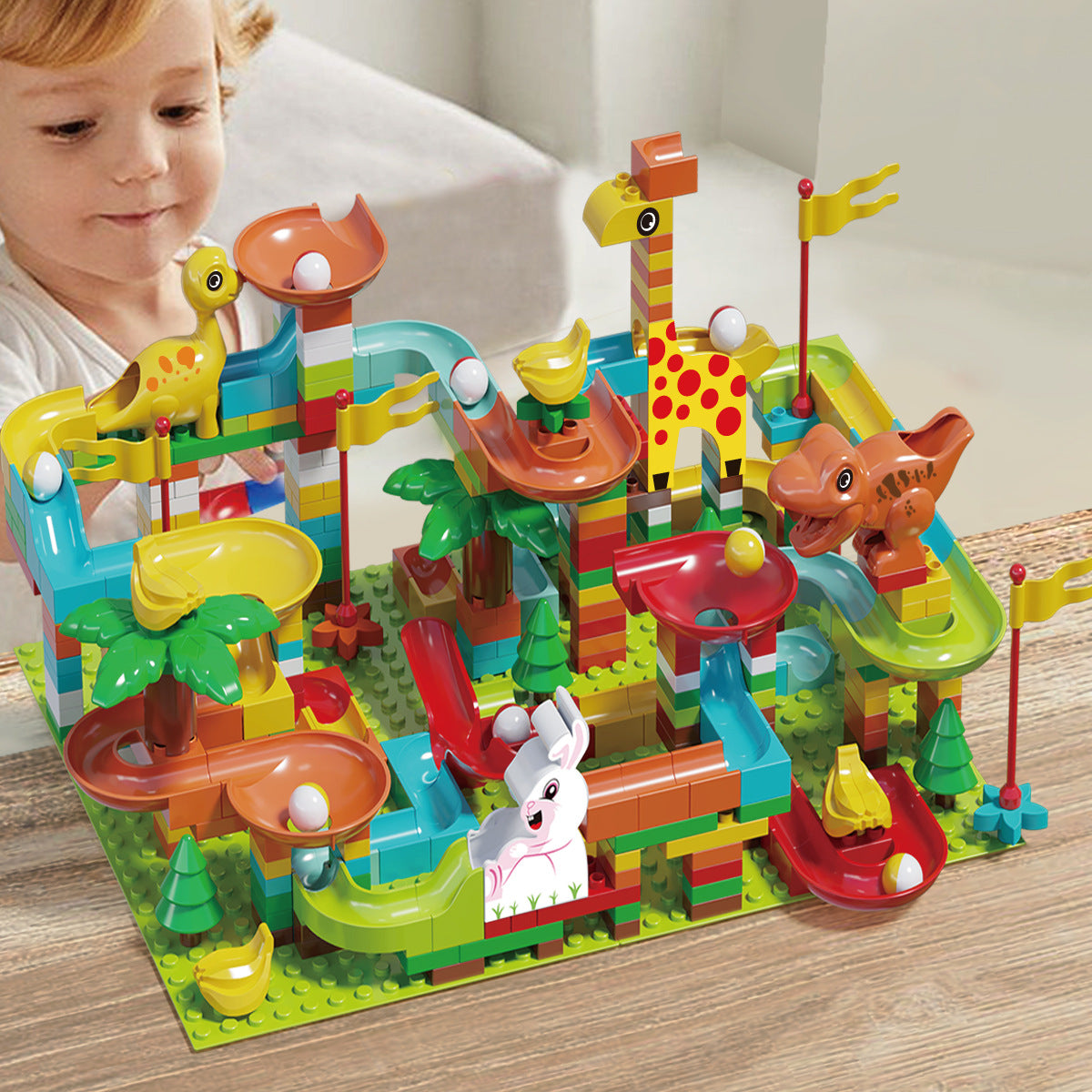 Cross-border wholesale of large particle slide track building blocks, ball track educational assembly DIY toys for boys and…