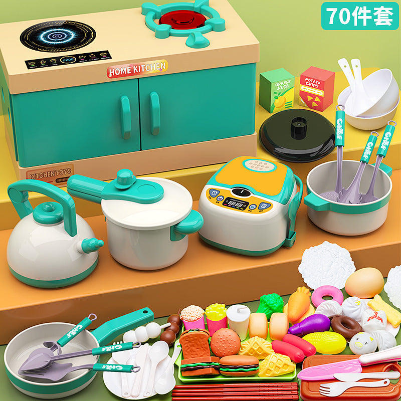 Play house children's kitchen toys for boys and girls baby simulation cooking mini kitchenware educational birthday gift…