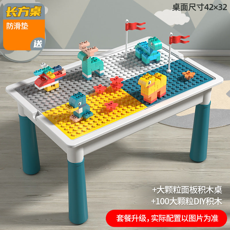 Large Particle Building Block Toys DIY Children's Multifunctional Building Block Table Educational Assembly Learning Table…