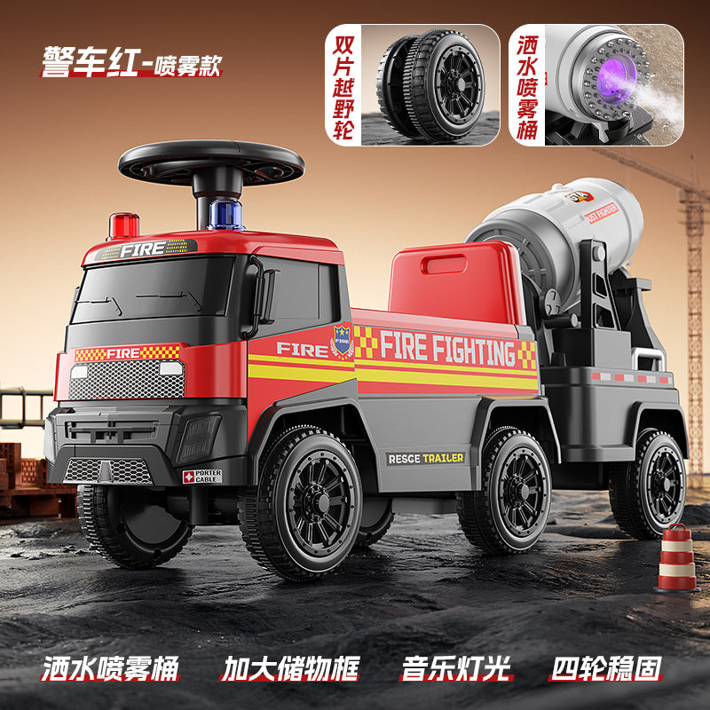 Sliding Spray Mixer Truck Safety Backrest Enlarged Storage Box Light Music Anti-Skid Tires Smooth Body - Scooter [police…