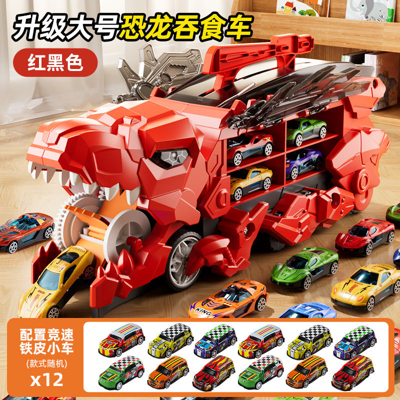 Cross-Border New Product Dinosaur Swallowing Car Folding Ejection Sliding Track Storage Alloy Car Children's Educational…