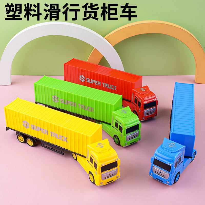 Children's plastic toy container truck boy heavy truck semi-hanging model simulation truck car decoration gift wholesale