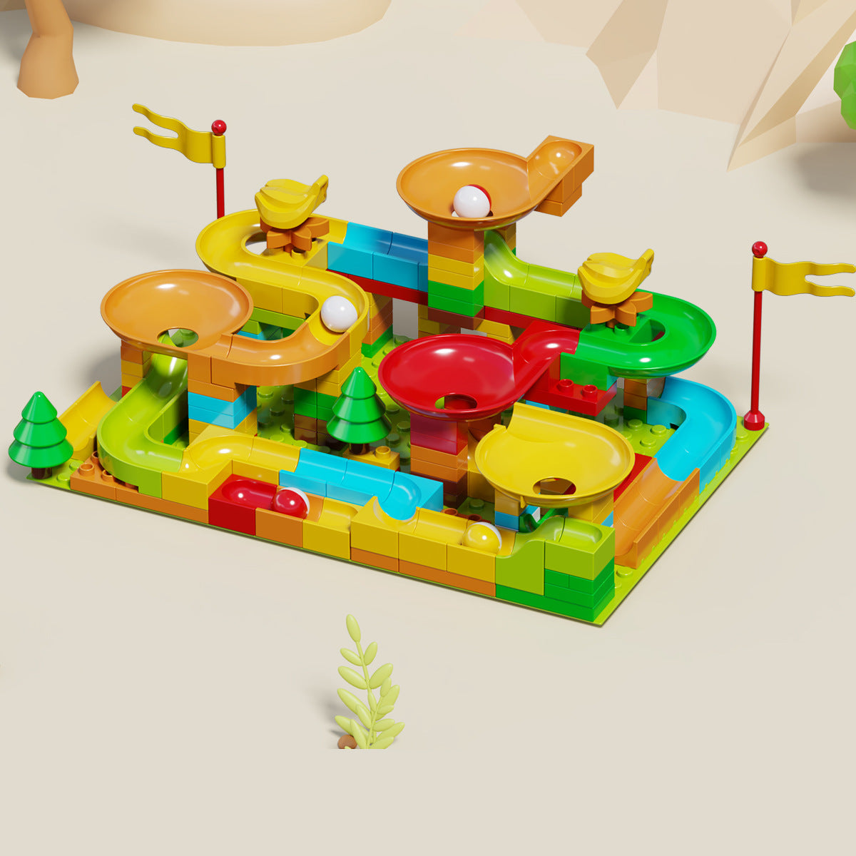 Cross-border wholesale of large particle slide track building blocks, ball track educational assembly DIY toys for boys and…