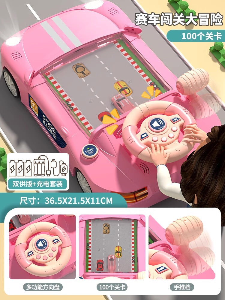 Early education story racing car to break through the big adventure game machine simulation multi-function steering wheel…