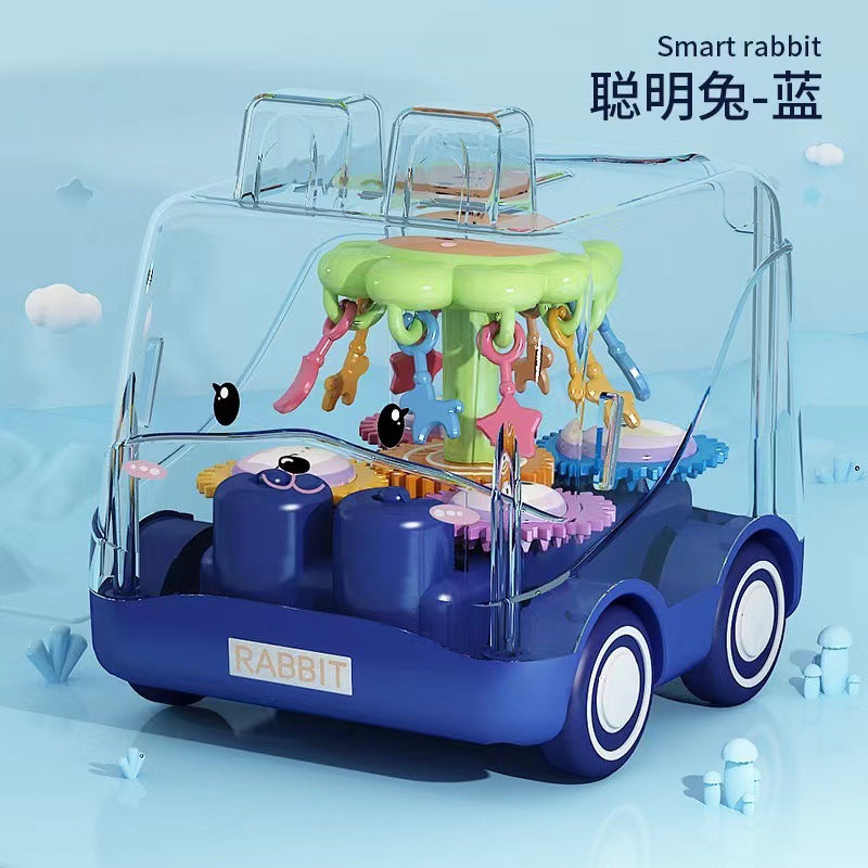 Shake the sound of children's toys cartoon inertia transparent gear fall-resistant bus toy car police car wholesale stall…