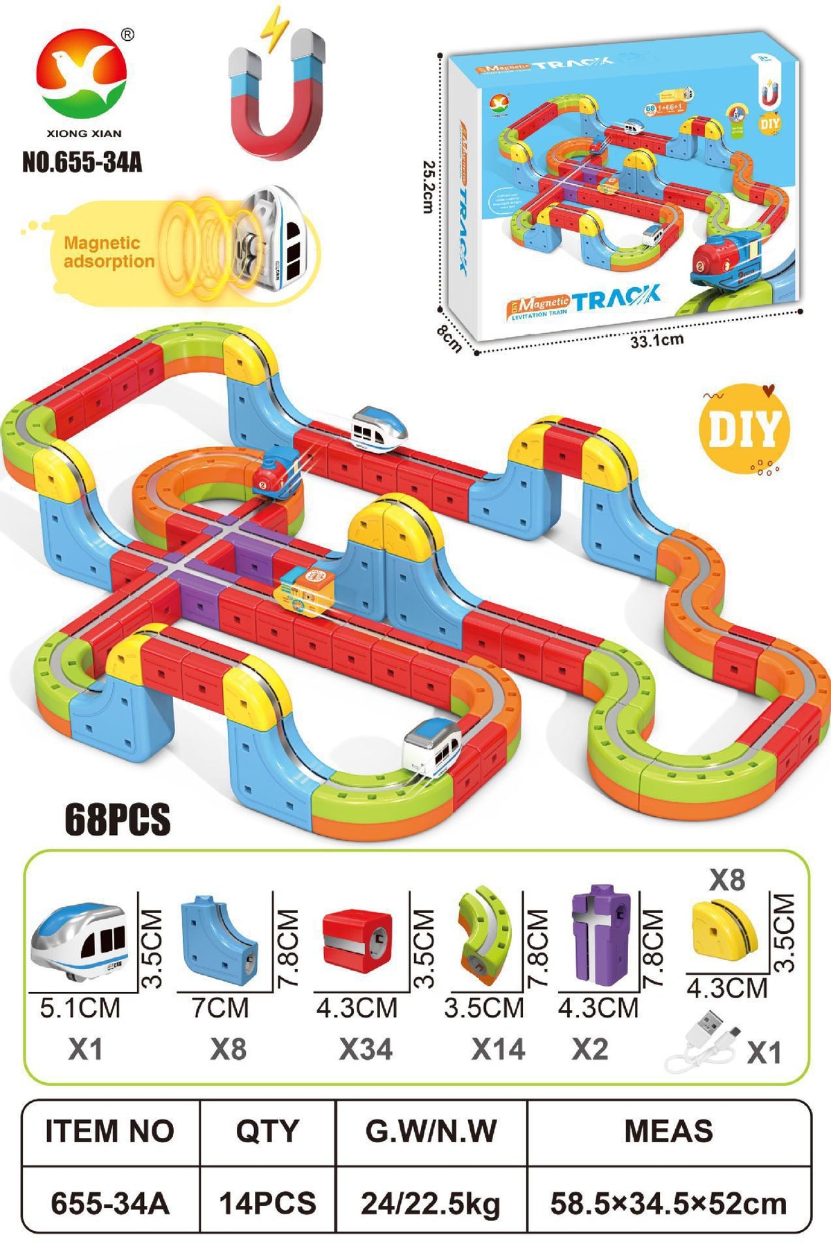 Cross-border Anti-Gravity Transformable Magnetic Track Car Children's Educational Magnetic Building Block Toy DIY Gift for…