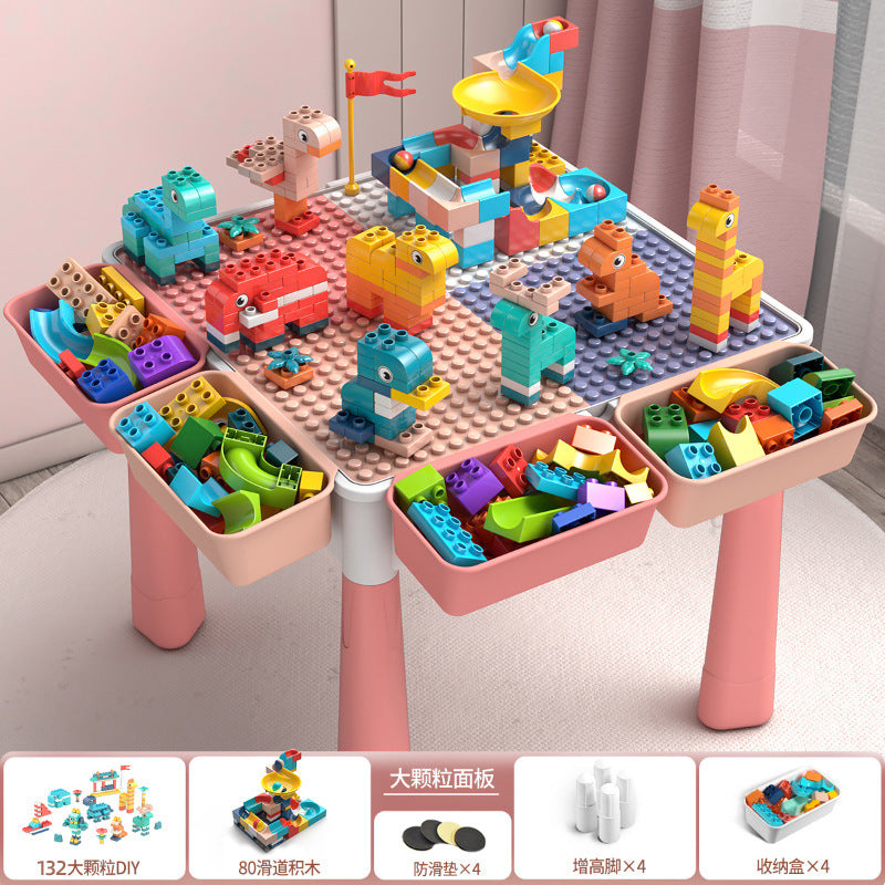 Large Particle Building Block Toys DIY Children's Multifunctional Building Block Table Educational Assembly Learning Table…