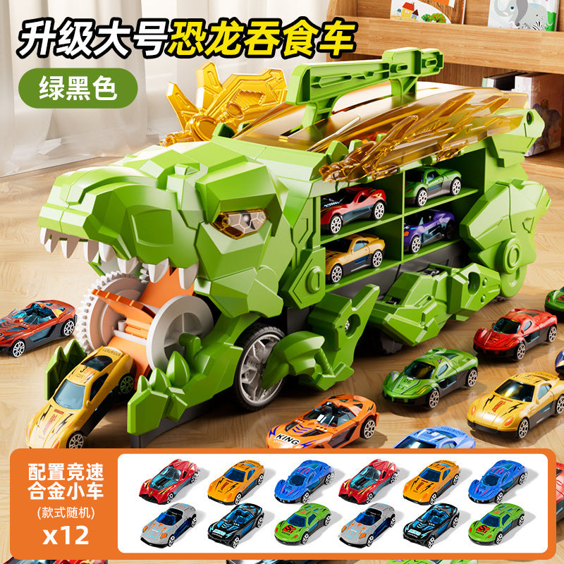 Cross-Border New Product Dinosaur Swallowing Car Folding Ejection Sliding Track Storage Alloy Car Children's Educational…
