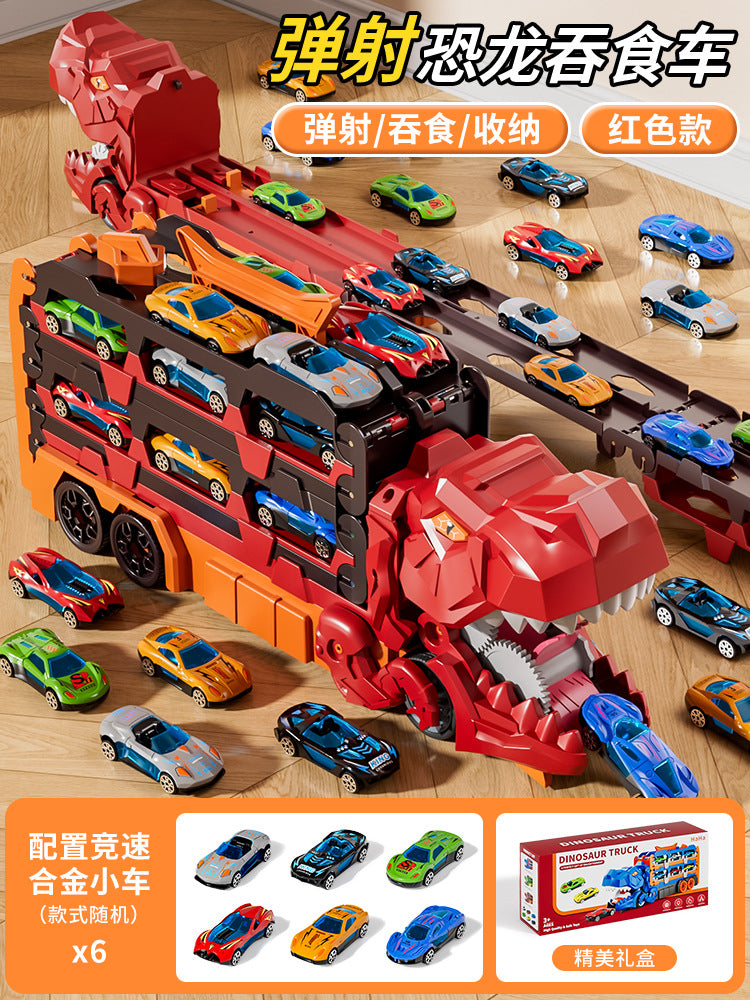 Cross-Border New Product Dinosaur Swallowing Car Folding Ejection Sliding Track Storage Alloy Car Children's Educational…