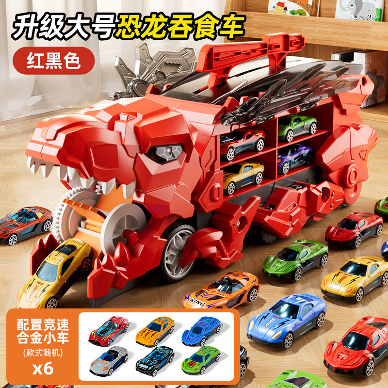Cross-Border New Product Dinosaur Swallowing Car Folding Ejection Sliding Track Storage Alloy Car Children's Educational…