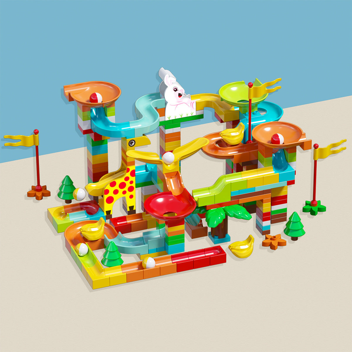 Cross-border wholesale of large particle slide track building blocks, ball track educational assembly DIY toys for boys and…