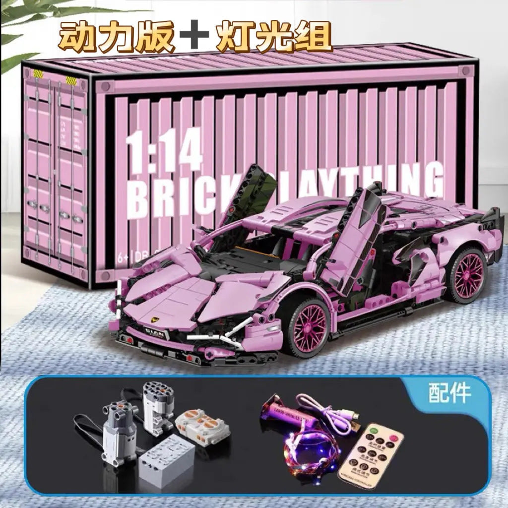 911 Electroplated Purple Apollo Sun God Drift Sports Car Model High-Difficulty Assembly Building Blocks Toy Wholesale…
