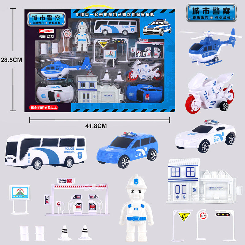 Children's engineering vehicle combination set inertia excavator mixer crane series bulldozer model toy foreign trade…
