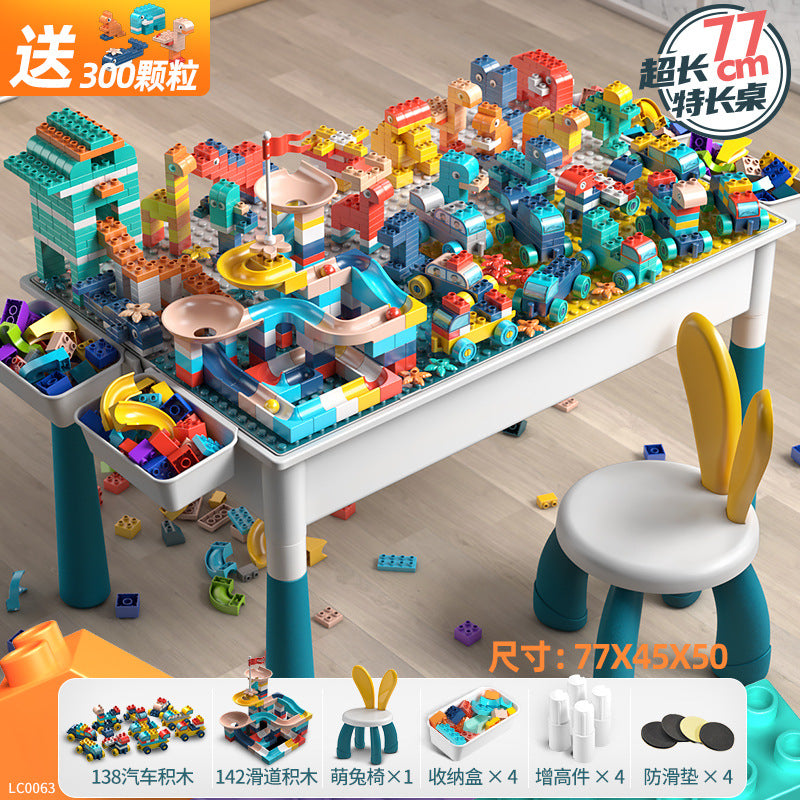 Large Particle Building Block Toys DIY Children's Multifunctional Building Block Table Educational Assembly Learning Table…