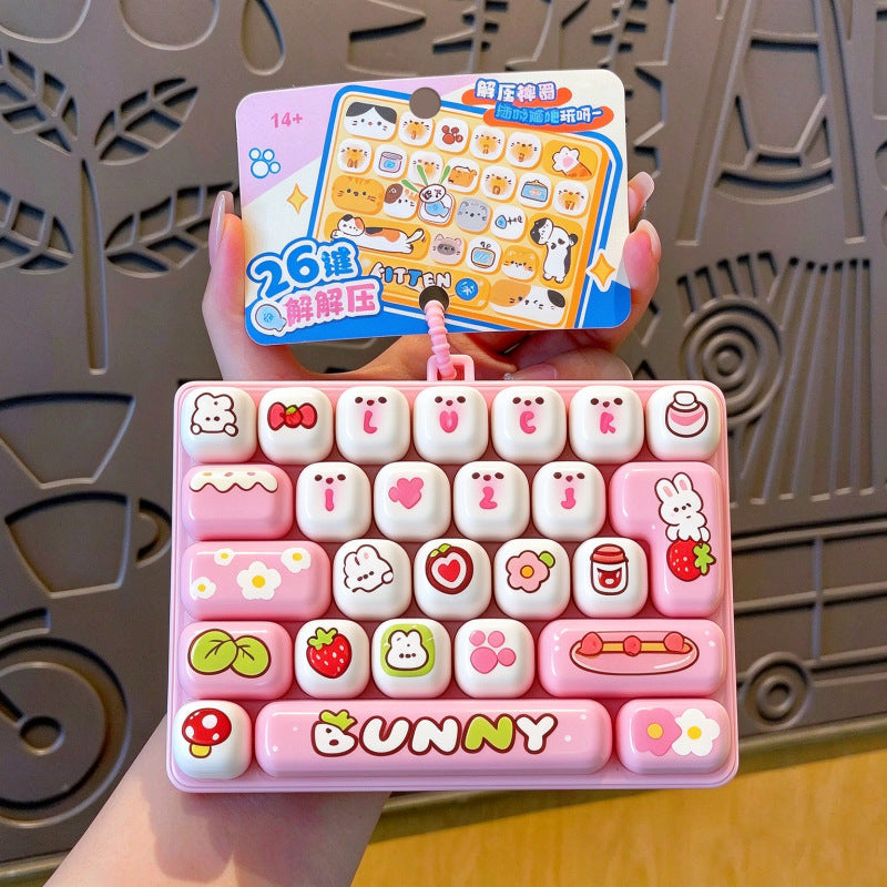 Cross-border 26-key stress-relief keyboard press toy, creative keychain pendant, stress-relief gadget, large-sized press…