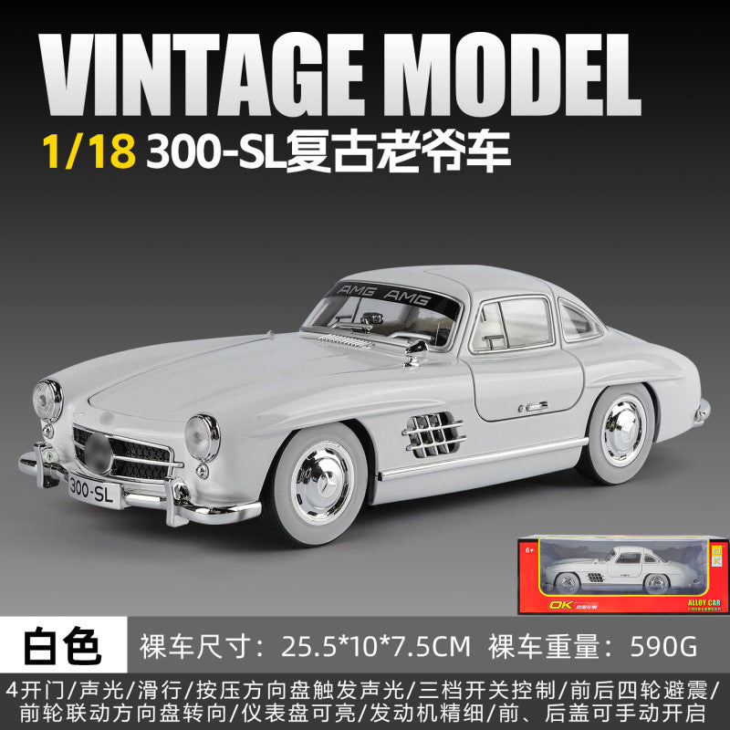 1:18 Big Benz 300Sl Alloy Car Model Sound and Light Sound Effects High-End Restaurant Retro Atmosphere Decoration Props…