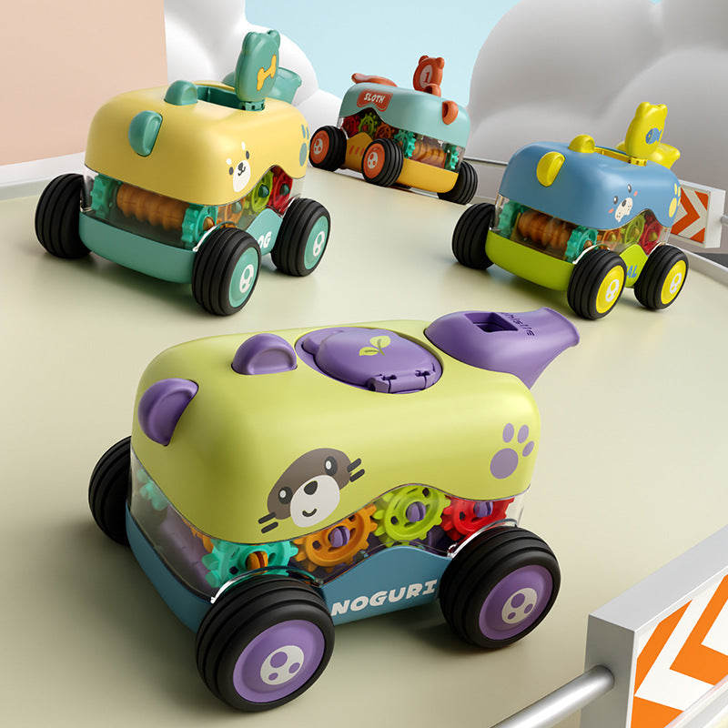 Manufacturer Produces Inertial Cartoon Gear Whistle Toy Car Educational Early Education Baby Crawling Toy Car Sliding and…