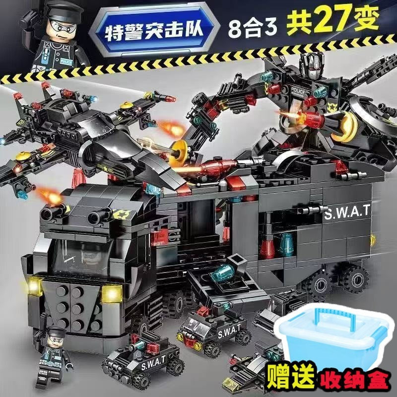 Military Assembly Building Blocks Aircraft Carrier Destroyer Rocket Ship Small Particle Children's Educational Toys Boys'…