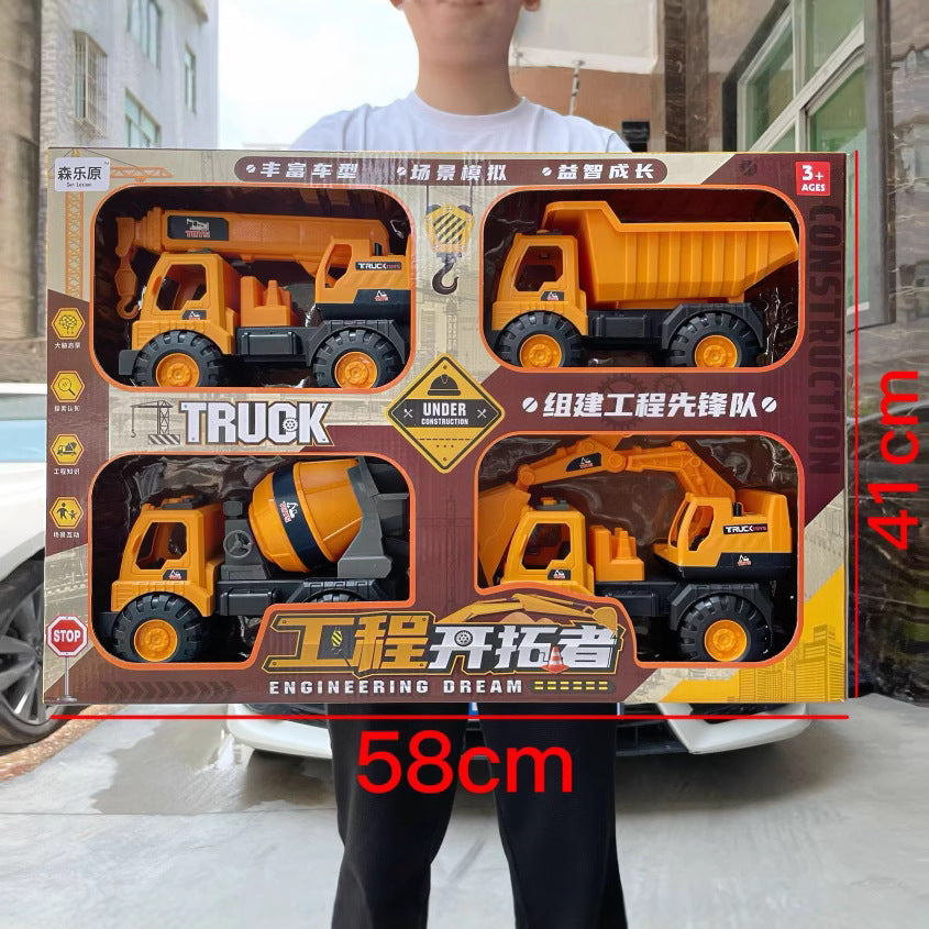Free shipping children's toy boy excavator engineering truck suit bulldozer hook mixer car oversized gift box - 825 taxiing…