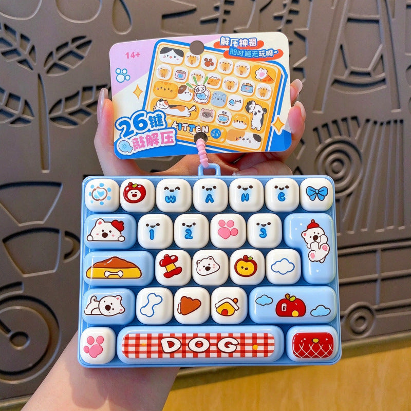Cross-border 26-key stress-relief keyboard press toy, creative keychain pendant, stress-relief gadget, large-sized press…