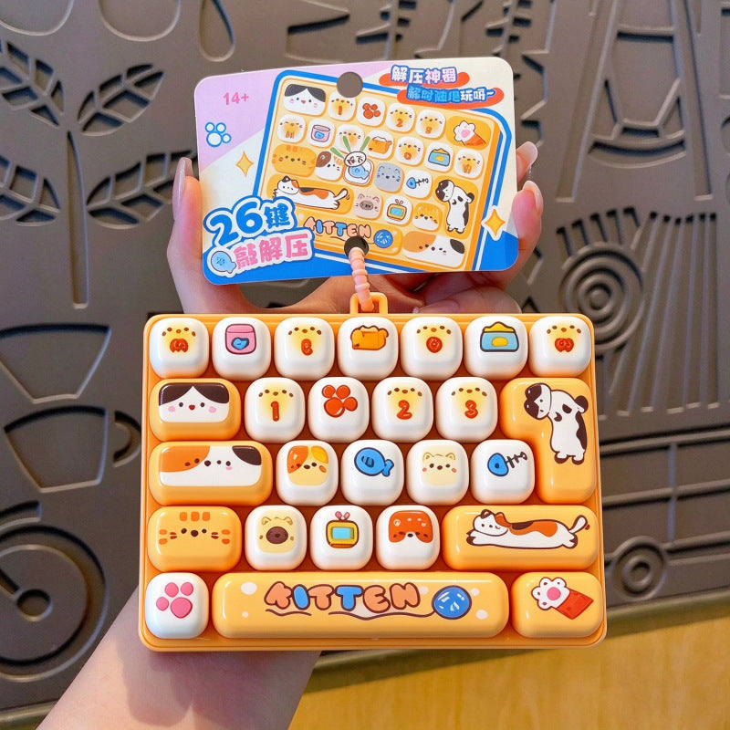 Cross-border 26-key stress-relief keyboard press toy, creative keychain pendant, stress-relief gadget, large-sized press…