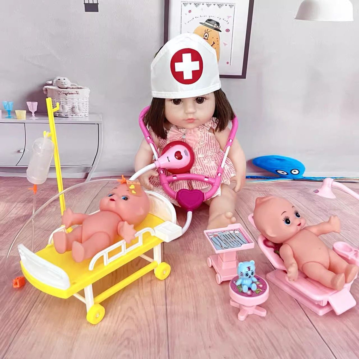Children's Doctor Toy Hospital Hanging Bottle Infusion Needle Stethoscope Syringe Kindergarten Boys and Girls Injection