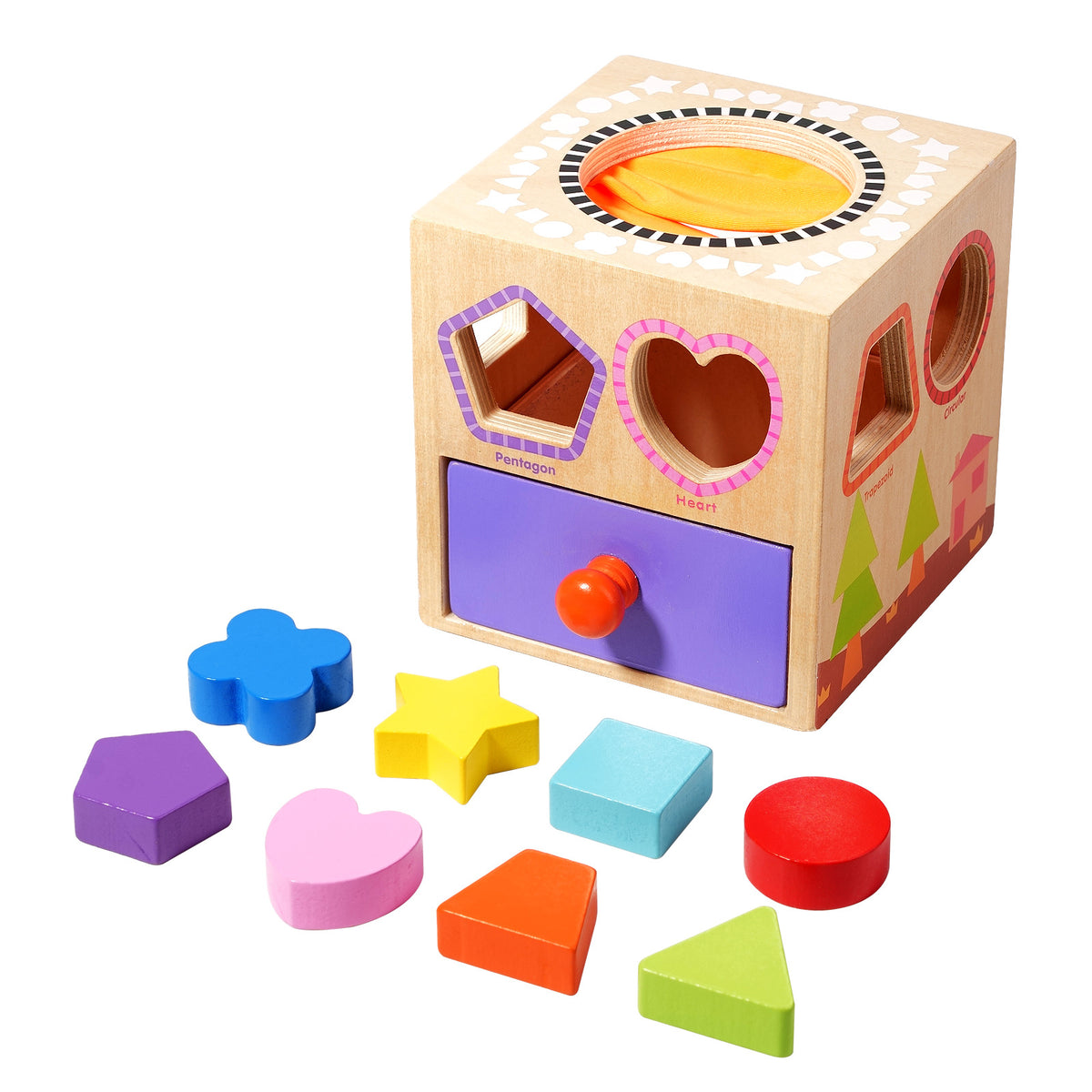 Cross-Border Children's Educational Montessori Multifunctional Coin-Operated Building Blocks Sensory Touch Box Shape…