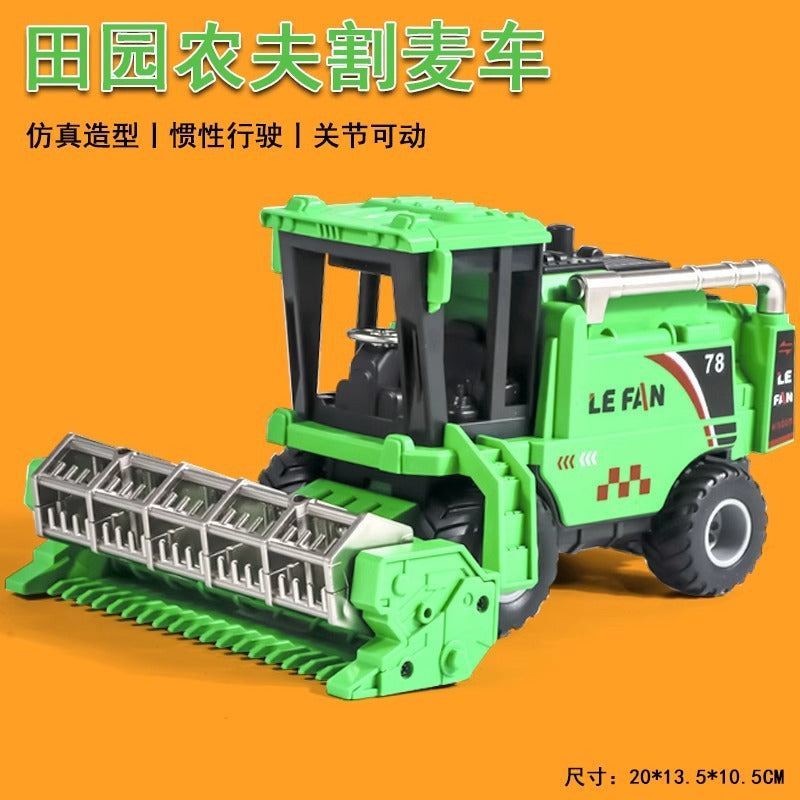 Children Inertia Large Farmer Car Combine Harvester Toy Model Tractor Wheat Farm Transporter Boy